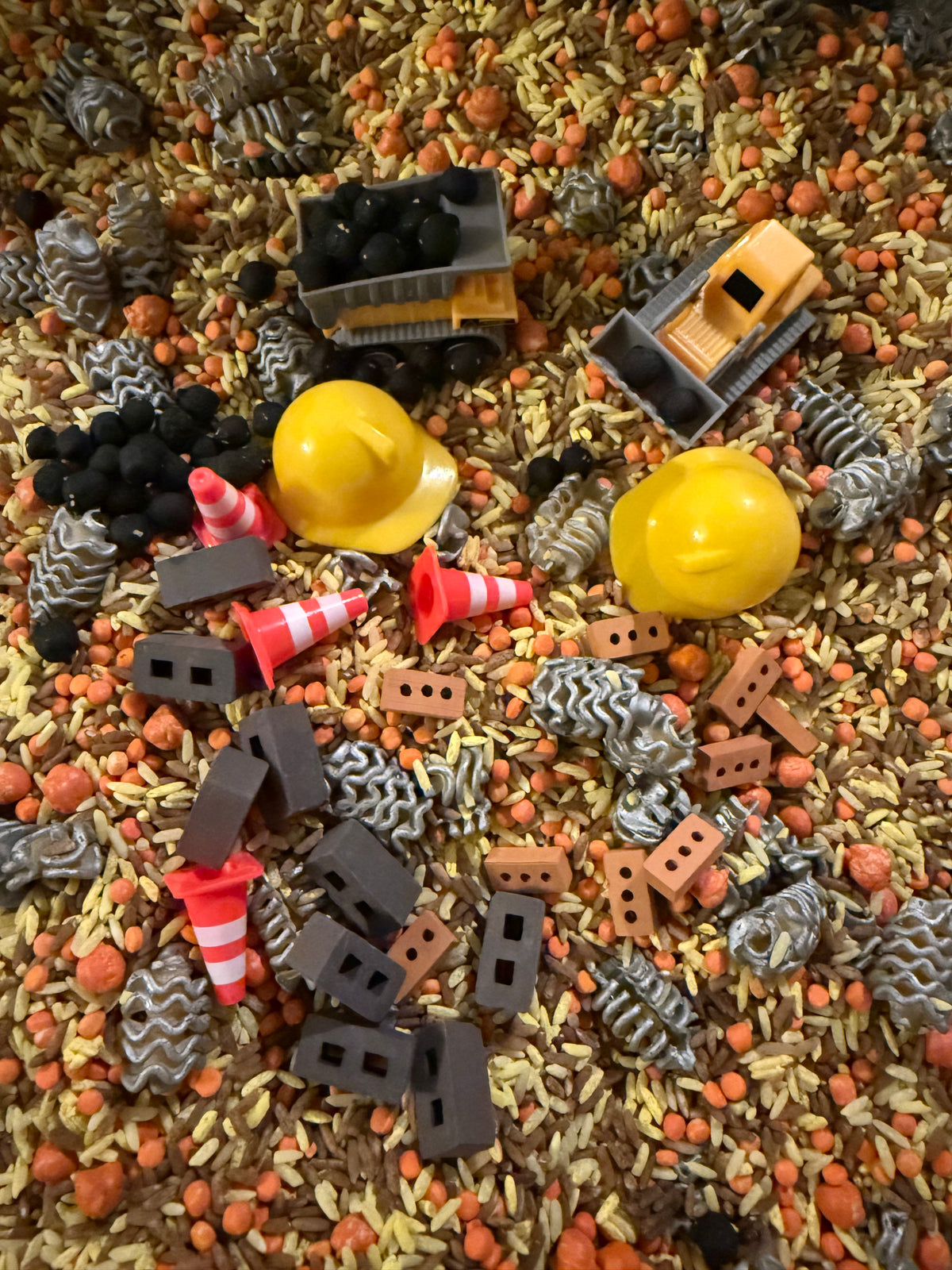 Large Construction sensory bin filler
